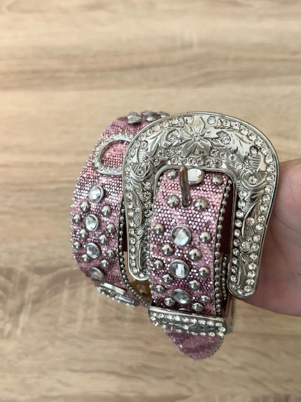Nocona Girls' Pink Glitter Horseshoe Western Belt‎ Size 26